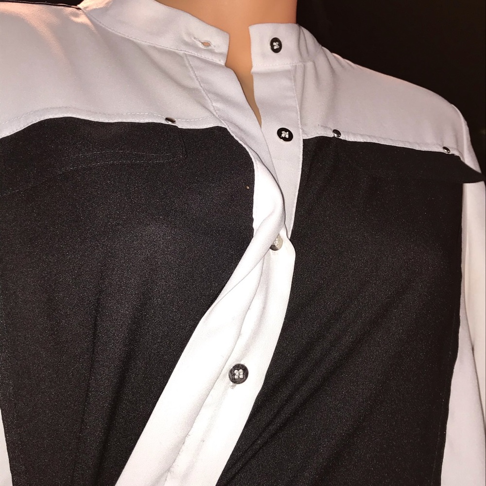 Kenneth Cole Women’s XS Black White Blouse